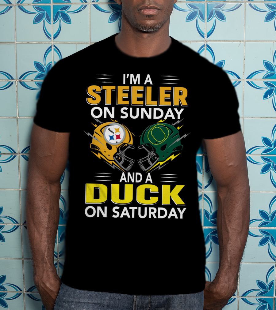 I'm A Steeler On Sunday And A Duck On Saturday Football Helmets T-Shirt