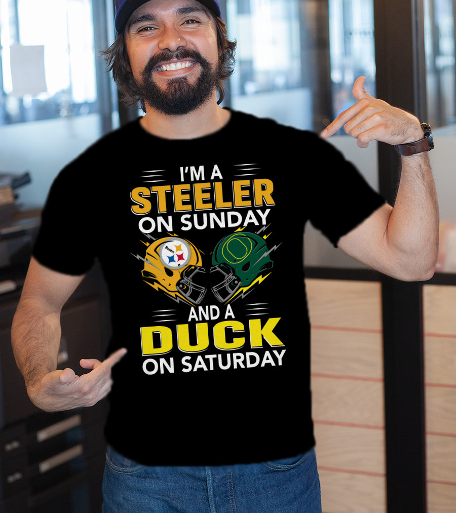 I'm A Steeler On Sunday And A Duck On Saturday Football Helmets T-Shirt