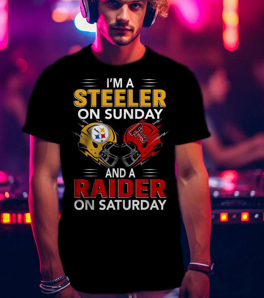 I'm A Steeler On Sunday And A Raider On Saturday Football Helmets T-Shirt