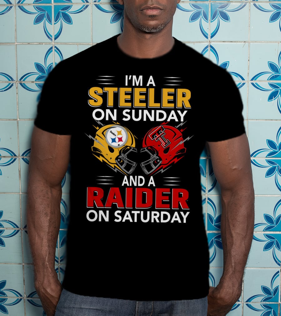 I'm A Steeler On Sunday And A Raider On Saturday Football Helmets T-Shirt