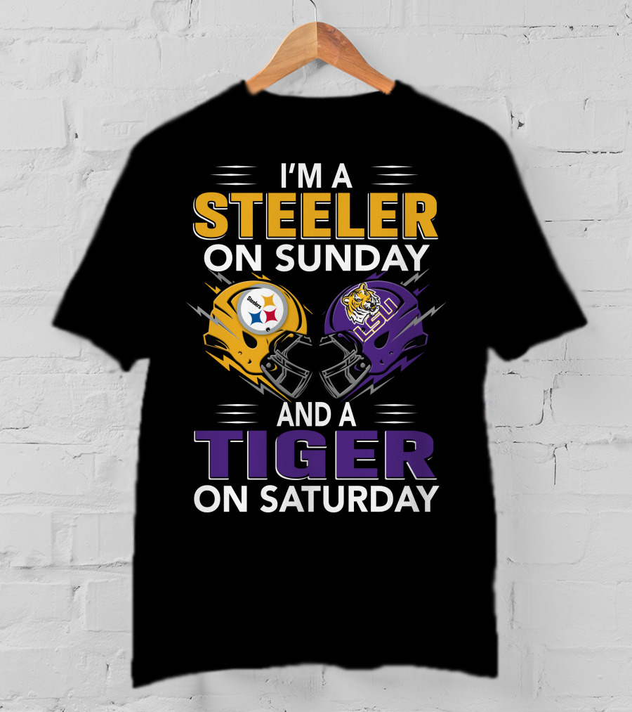 Steeler On Sunday And Tiger On Saturday Helmet T-Shirt