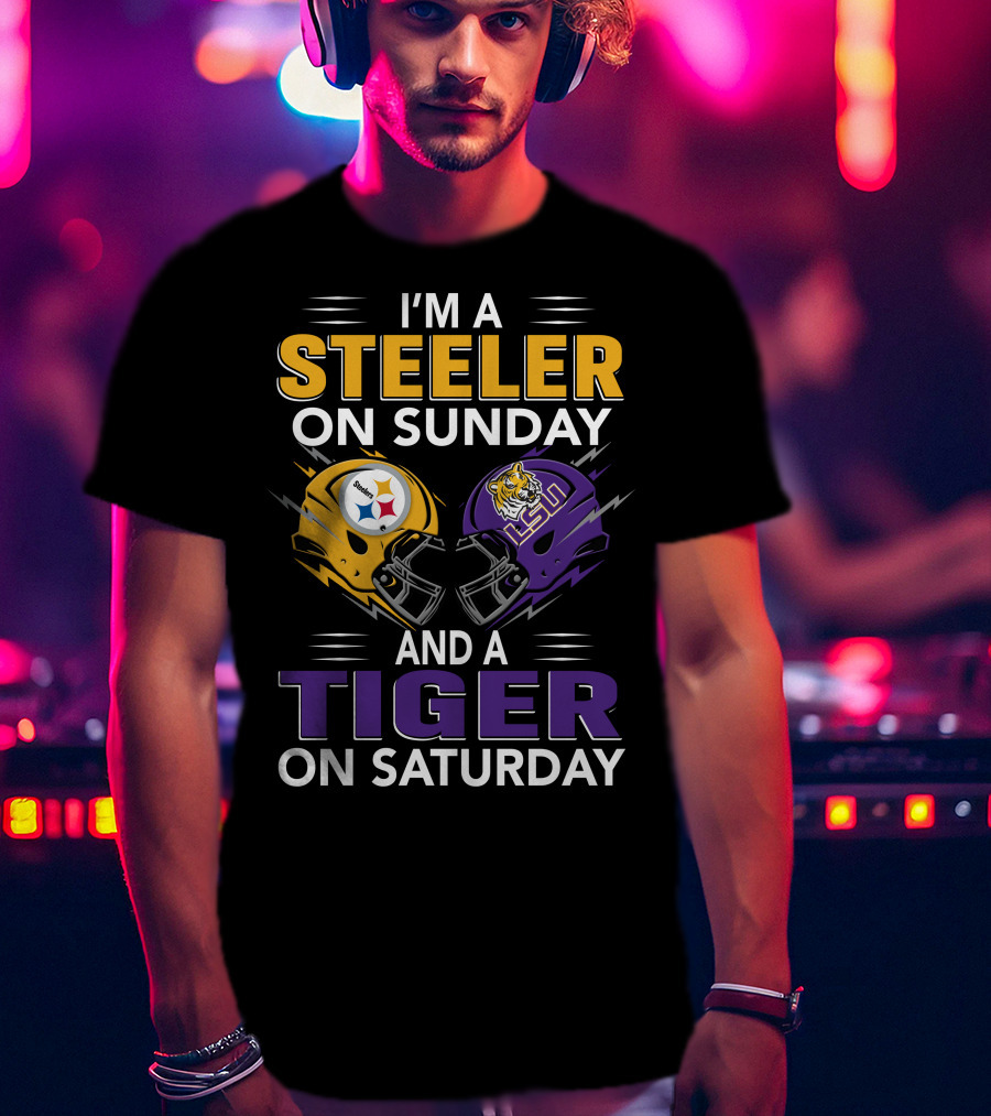 Steeler On Sunday And Tiger On Saturday Helmet T-Shirt