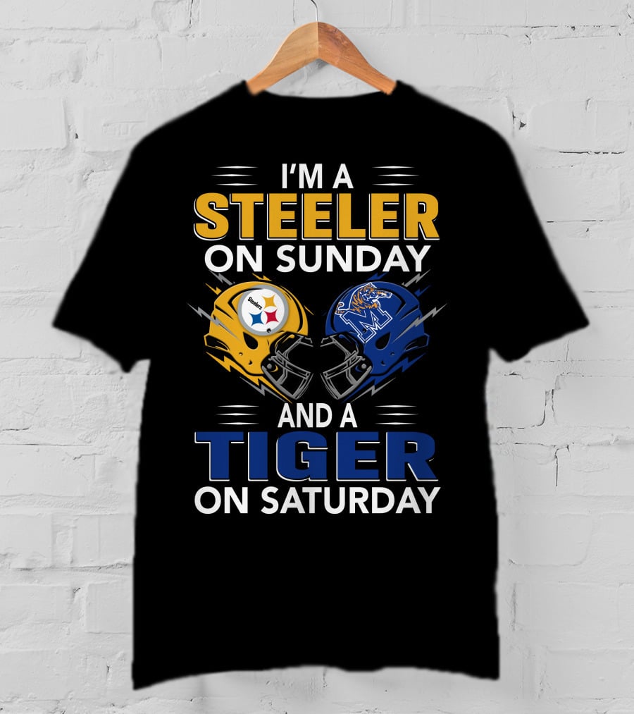 I'm A Steeler On Sunday And A Tiger On Saturday Football Helmets T-Shirt