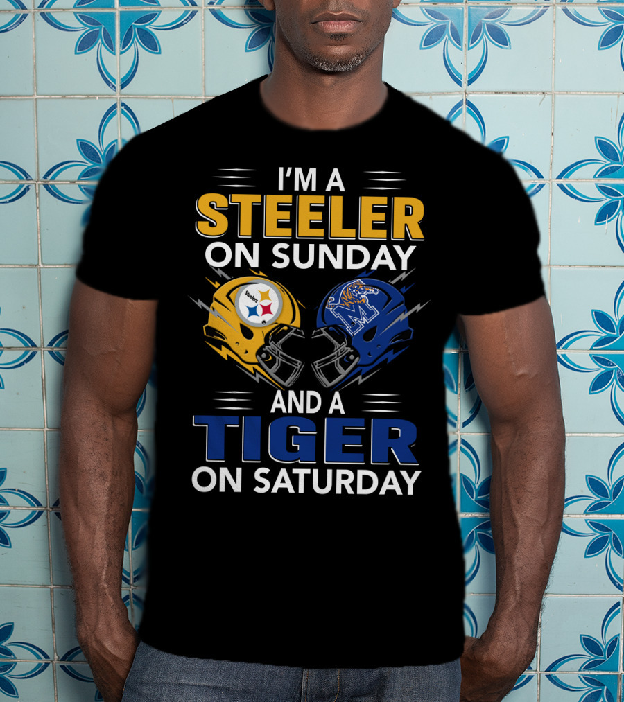 I'm A Steeler On Sunday And A Tiger On Saturday Football Helmets T-Shirt