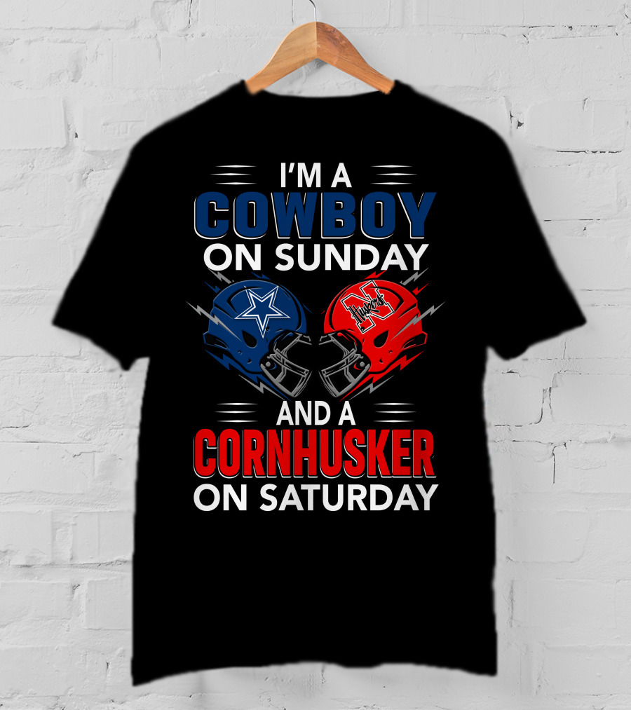 I'm A Cowboy On Sunday And A Cornhusker On Saturday Helmet Clash T-Shirt