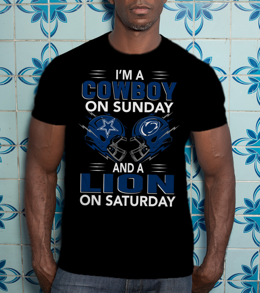 I'm A Cowboy On Sunday And A Lion On Saturday Helmets T-Shirt