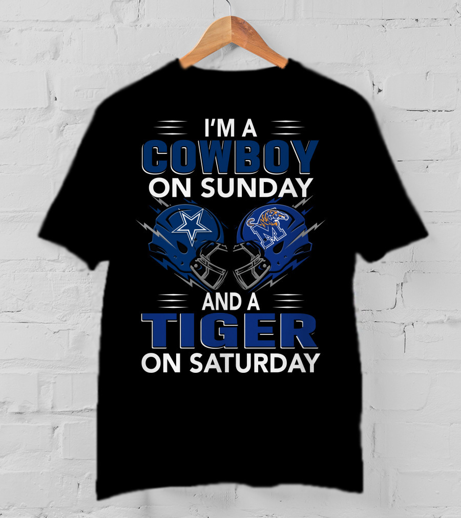 I'm A Cowboy On Sunday And A Tiger On Saturday Helmet Clash T-Shirt