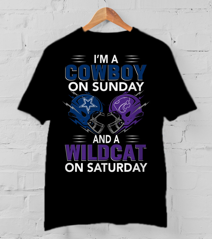 I'm A Cowboy On Sunday And A Wildcat On Saturday Football Helmets T-Shirt