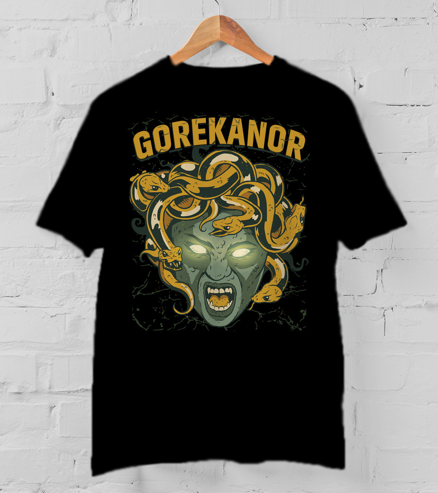 Gorekanor Medusa Snakes Glowing Eyes T-Shirt