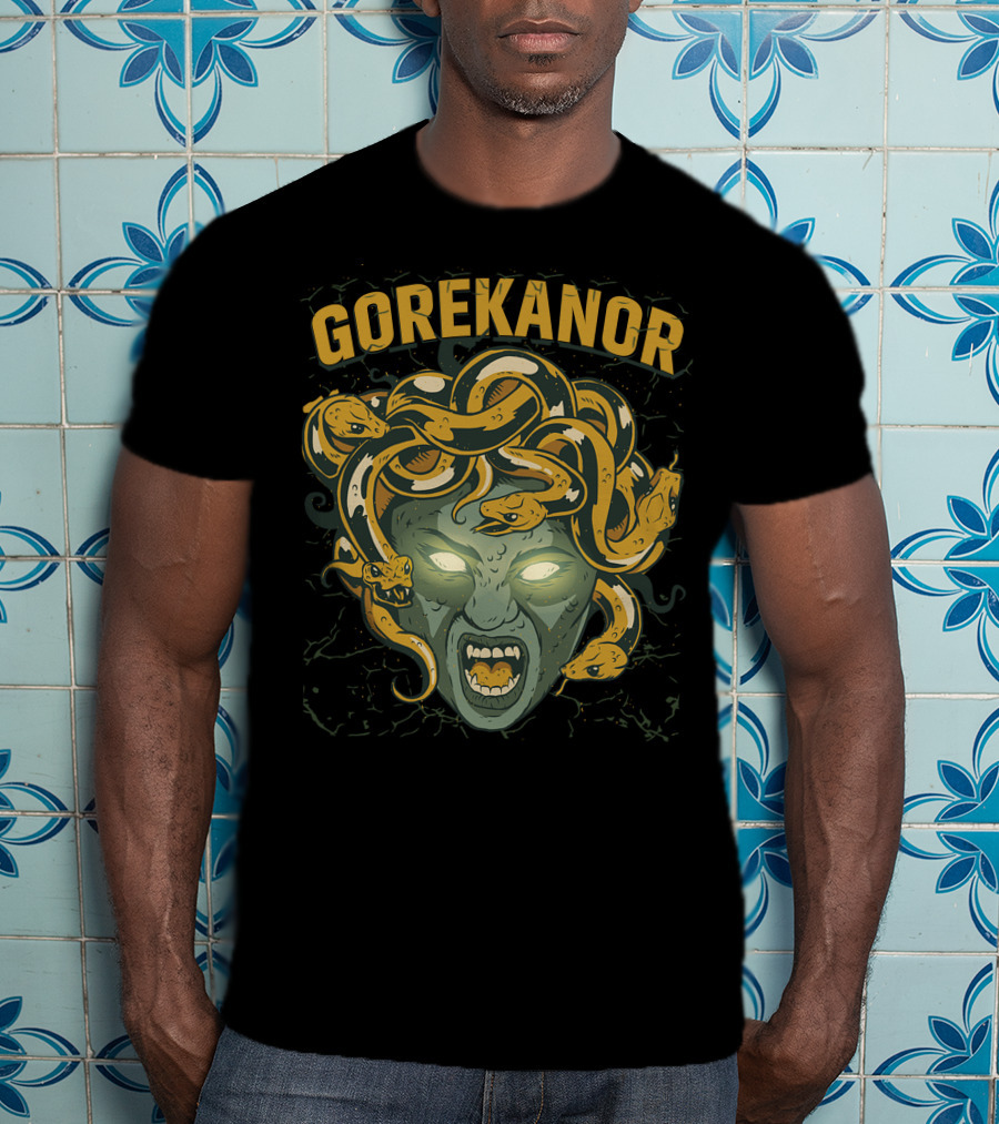 Gorekanor Medusa Snakes Glowing Eyes T-Shirt