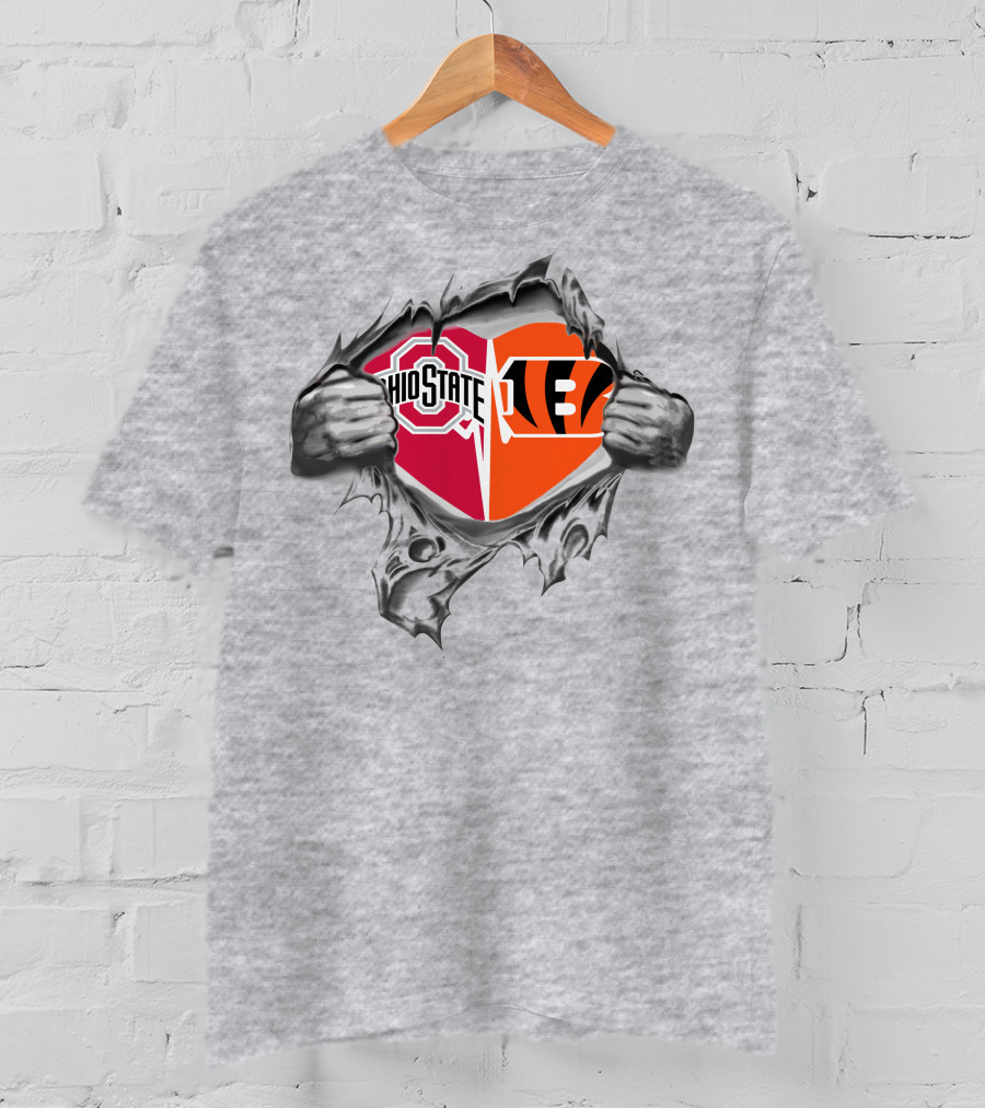 Ohio State Buckeyes Cincinnati Bengals Heart T-Shirt