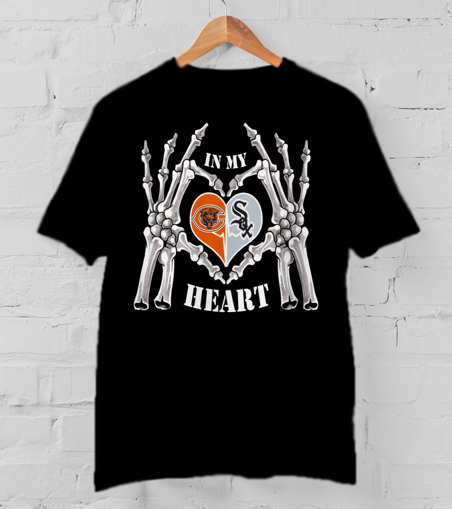 In My Heart Bears White Sox Skeleton Hands T-Shirt