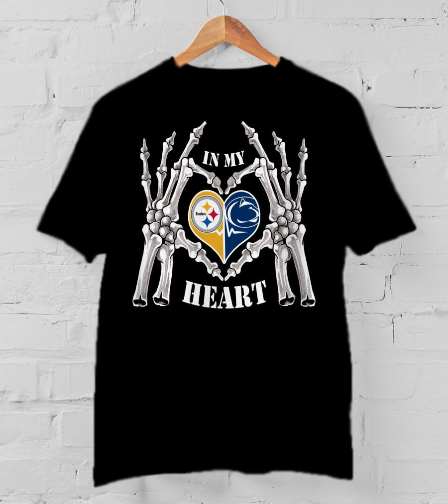 Steelers Penn State In My Heart Skeleton Hands T-Shirt