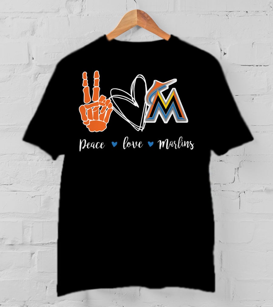 Peace Love Miami Marlins T-Shirt