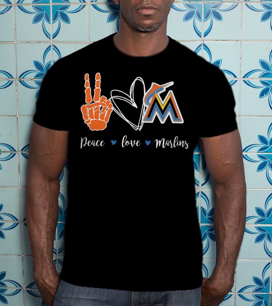 Peace Love Miami Marlins T-Shirt