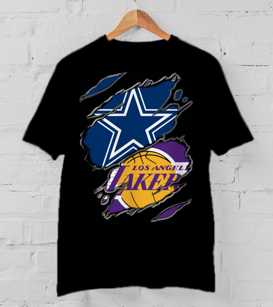Dallas Cowboys Los Angeles Lakers Fan Crossover T-Shirt