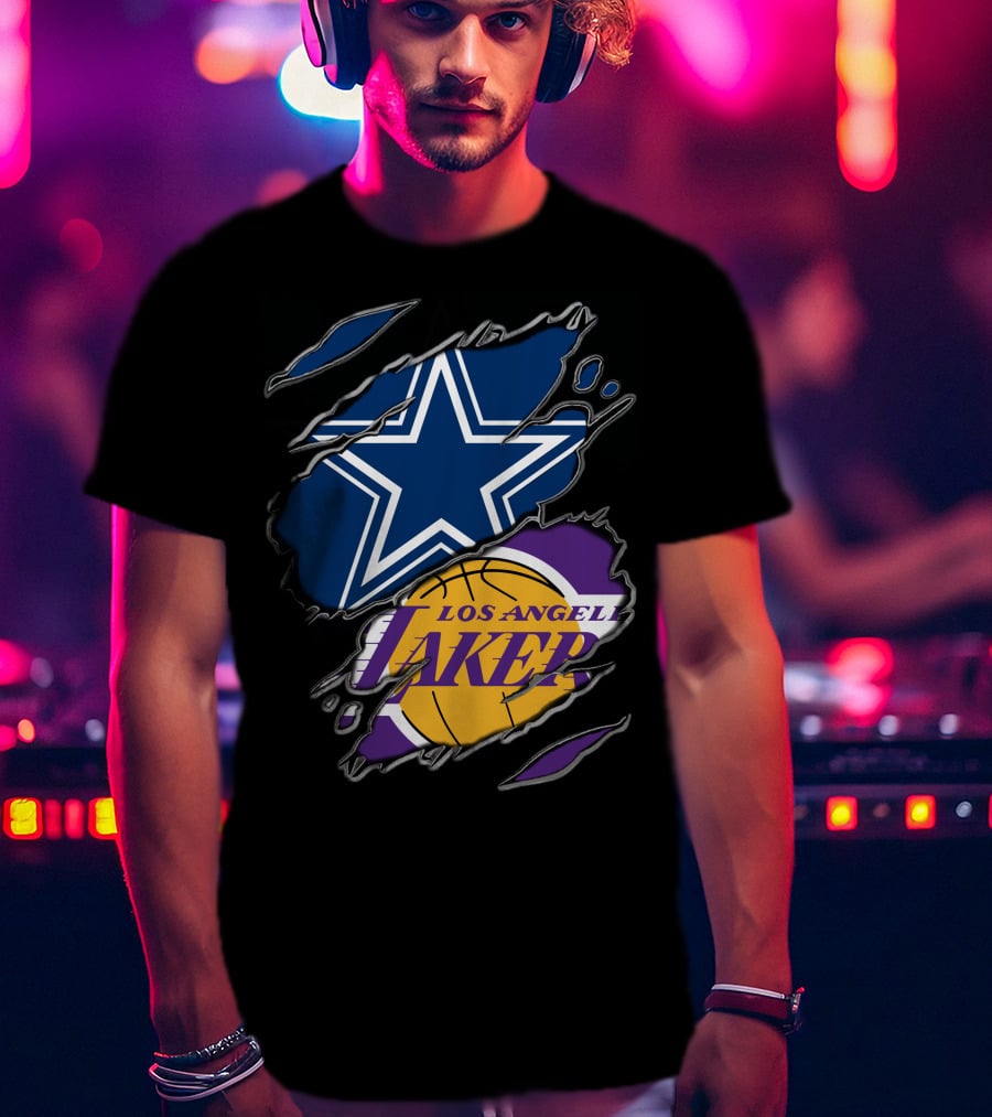 Dallas Cowboys Los Angeles Lakers Fan Crossover T-Shirt