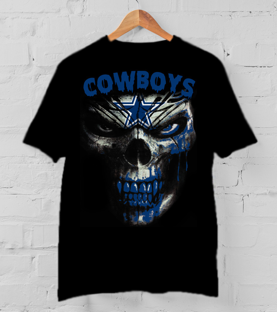 Cowboys Skull With Blue Star Dripping Face T-Shirt