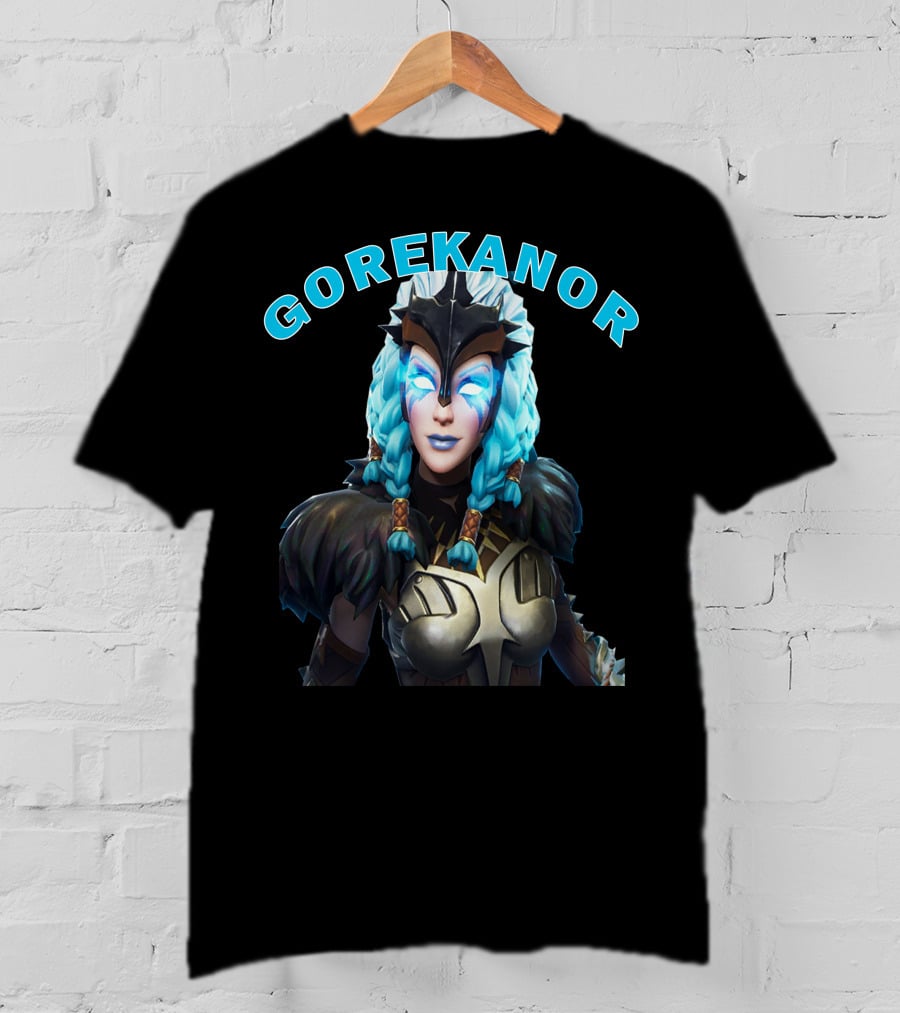 Gorekanor Viking Warrior Ice Queen With Braided Blue Hair And Mask T-Shirt