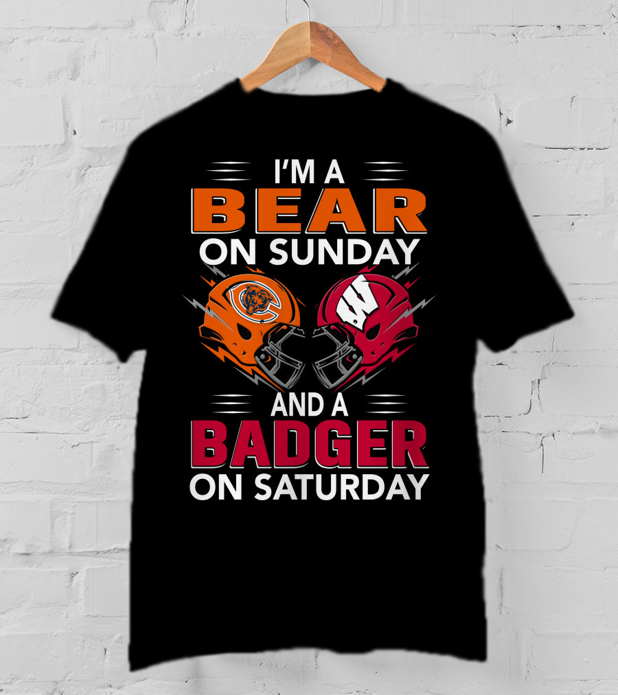 I'm A Bear On Sunday And A Badger On Saturday Football Helmets T-Shirt