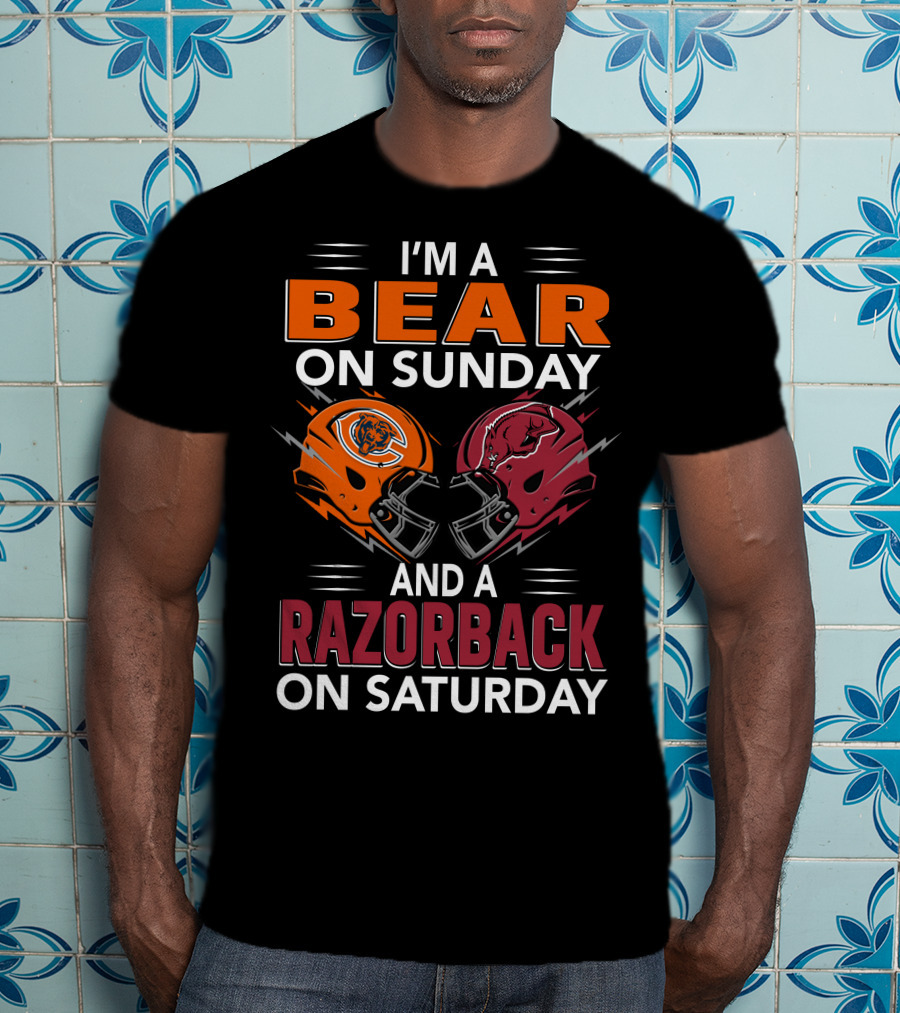 I'm A Bear On Sunday And A Razorback On Saturday Sports Football Helmets T-Shirt