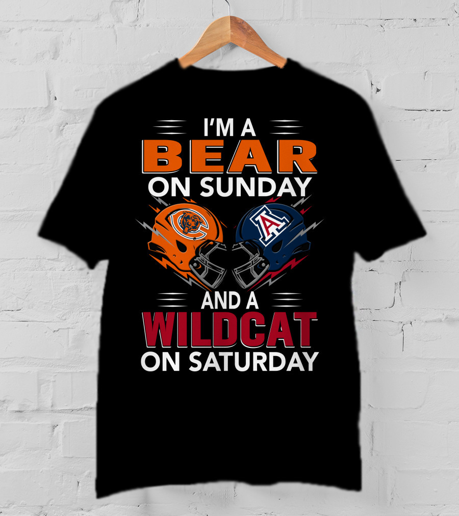 I'm A Bear On Sunday And A Wildcat On Saturday Football Helmet T-Shirt