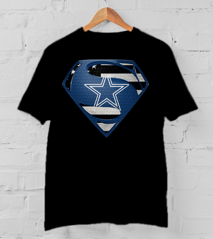 Dallas Cowboys Superman Star Emblem Flag T-Shirt