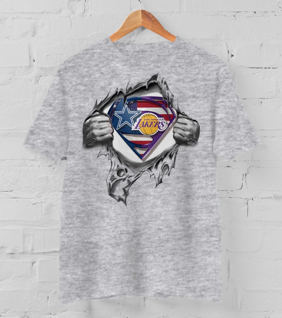 Dallas Cowboys Los Angeles Lakers Superman Logo Heroes T-Shirt
