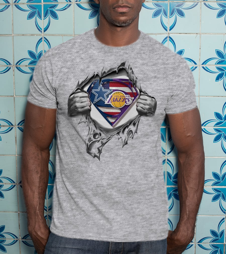 Dallas Cowboys Los Angeles Lakers Superman Logo Heroes T-Shirt