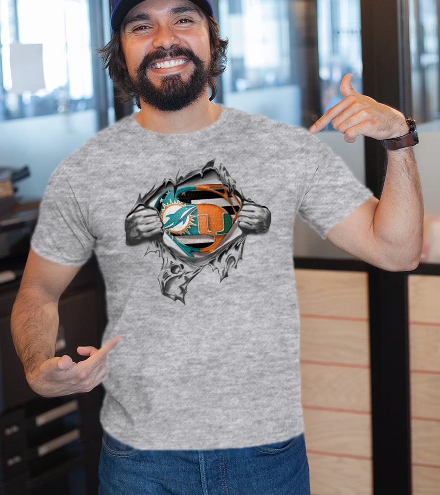Miami Dolphins Hurricanes Superhero Logo Mashup T-Shirt