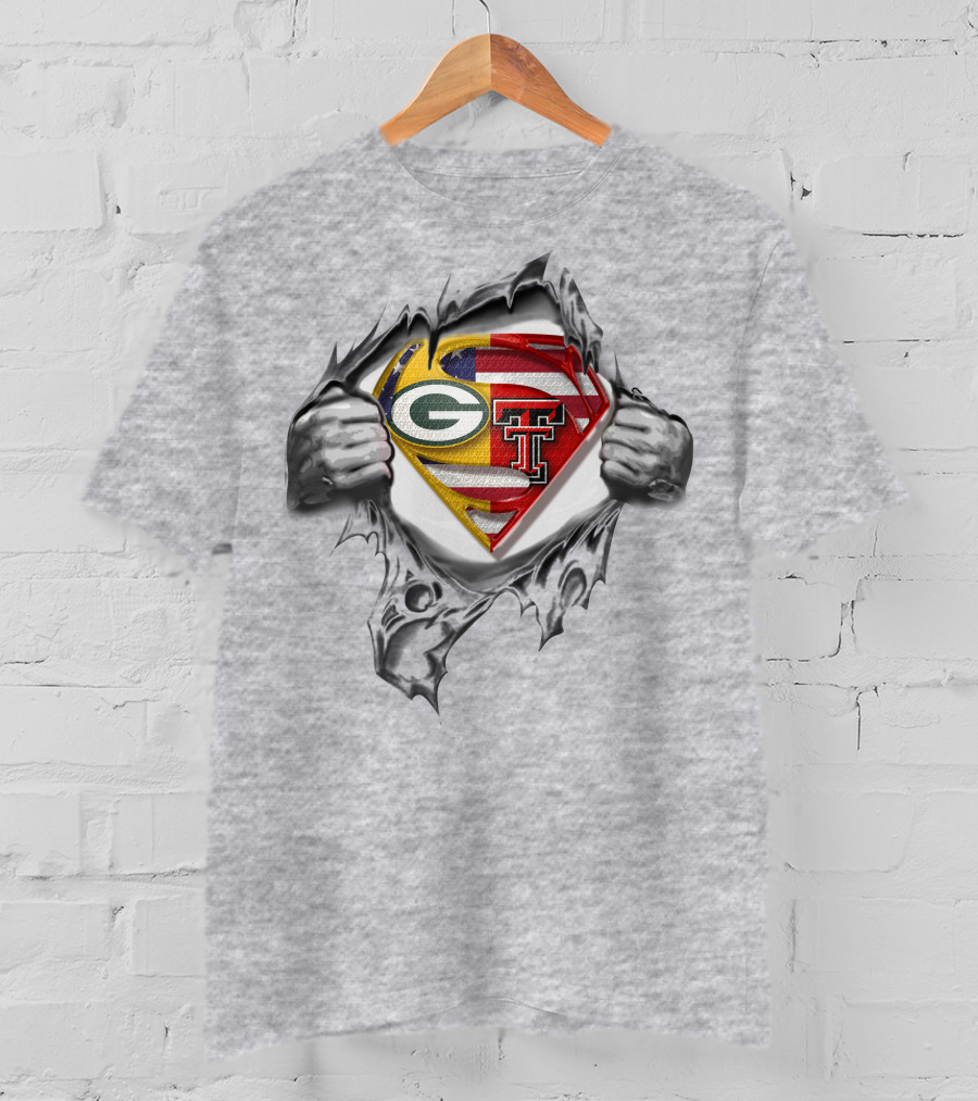 Packers Texas Tech Superhero Symbol Peeking T-Shirt