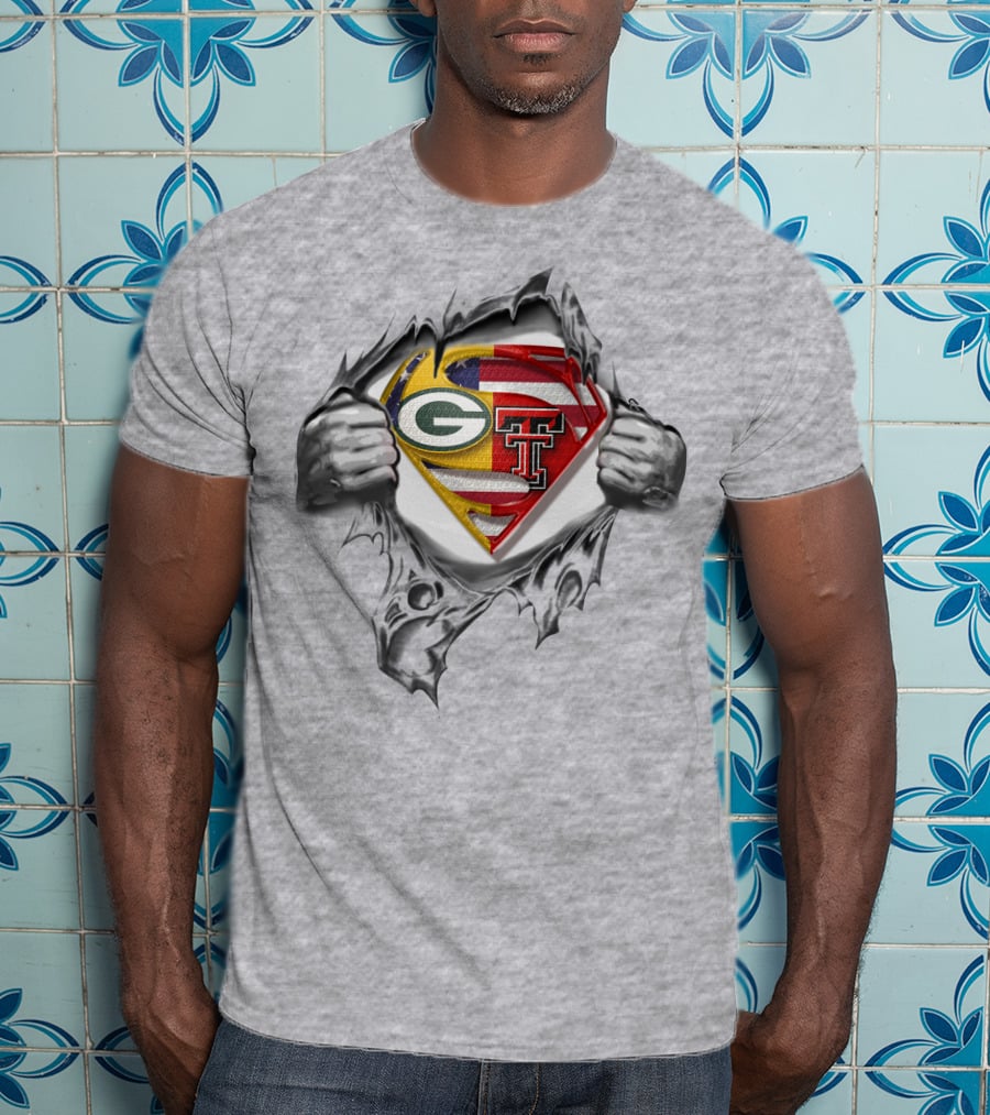 Packers Texas Tech Superhero Symbol Peeking T-Shirt