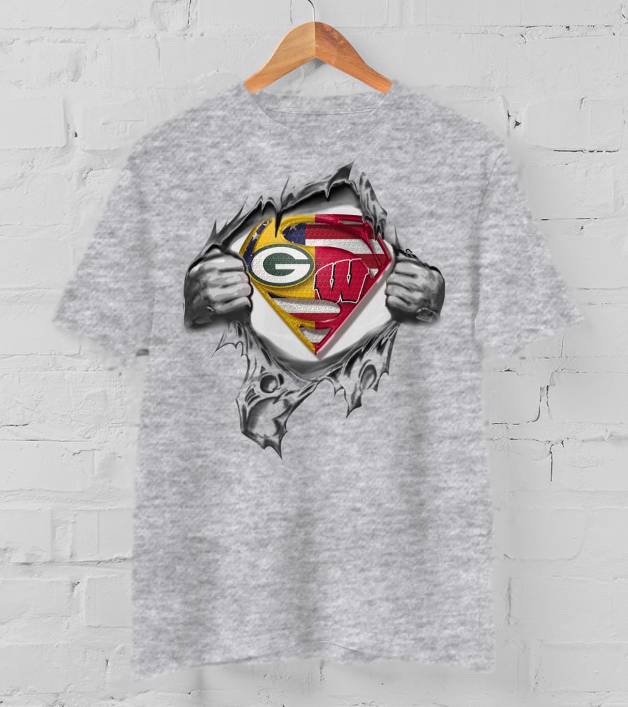 Packers Wisconsin Badgers Superman Logo Fusion T-Shirt