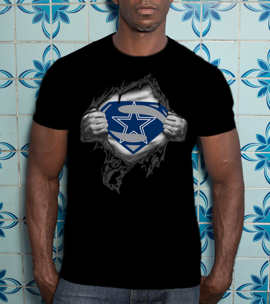 COWBOYS Superman Star Logo Rip T-Shirt