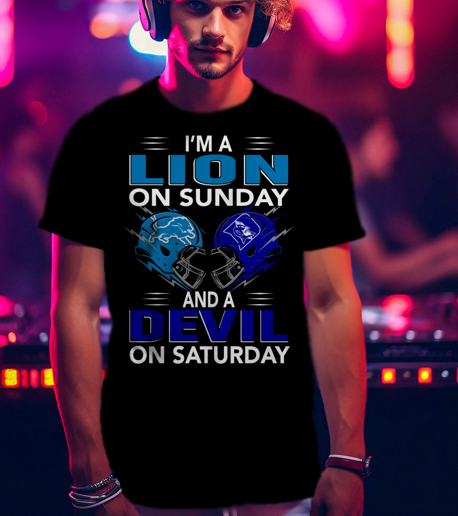 I'm A Lion On Sunday And A Devil On Saturday Football Helmets T-Shirt