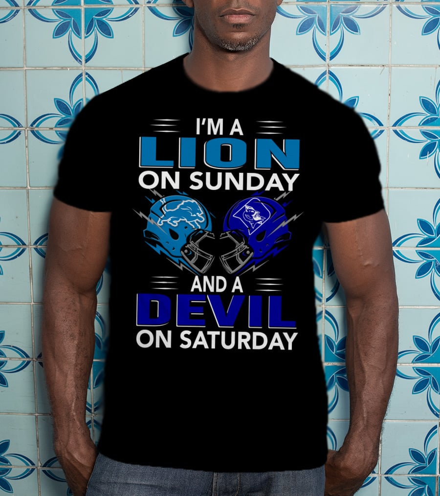 I'm A Lion On Sunday And A Devil On Saturday Football Helmets T-Shirt