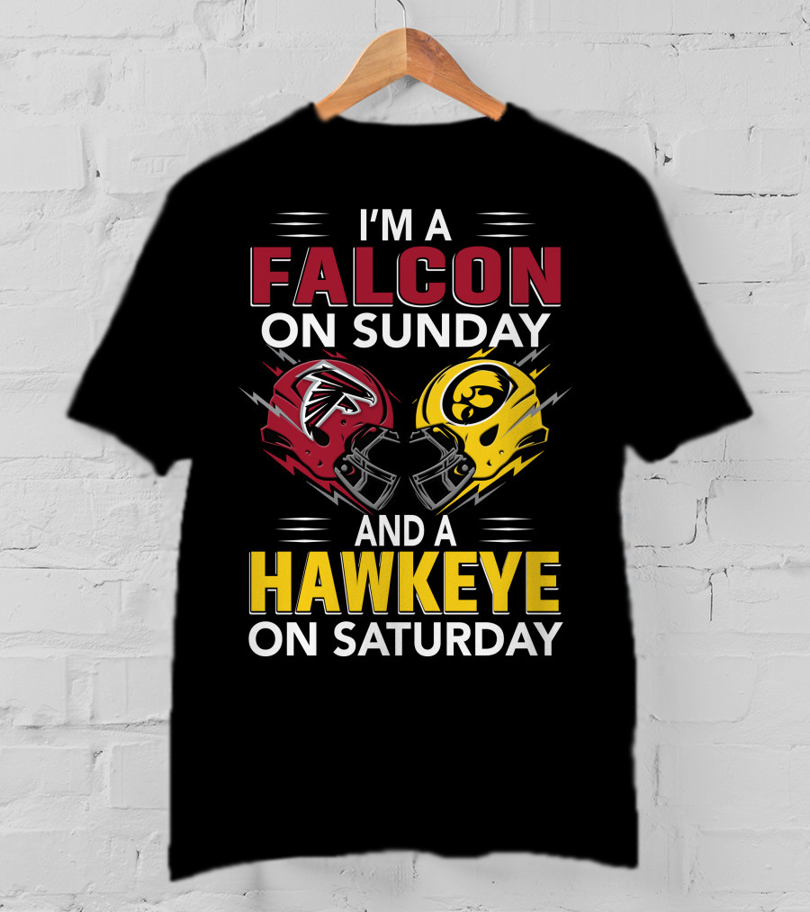 I'm A Falcon On Sunday And A Hawkeye On Saturday Football Helmets T-Shirt