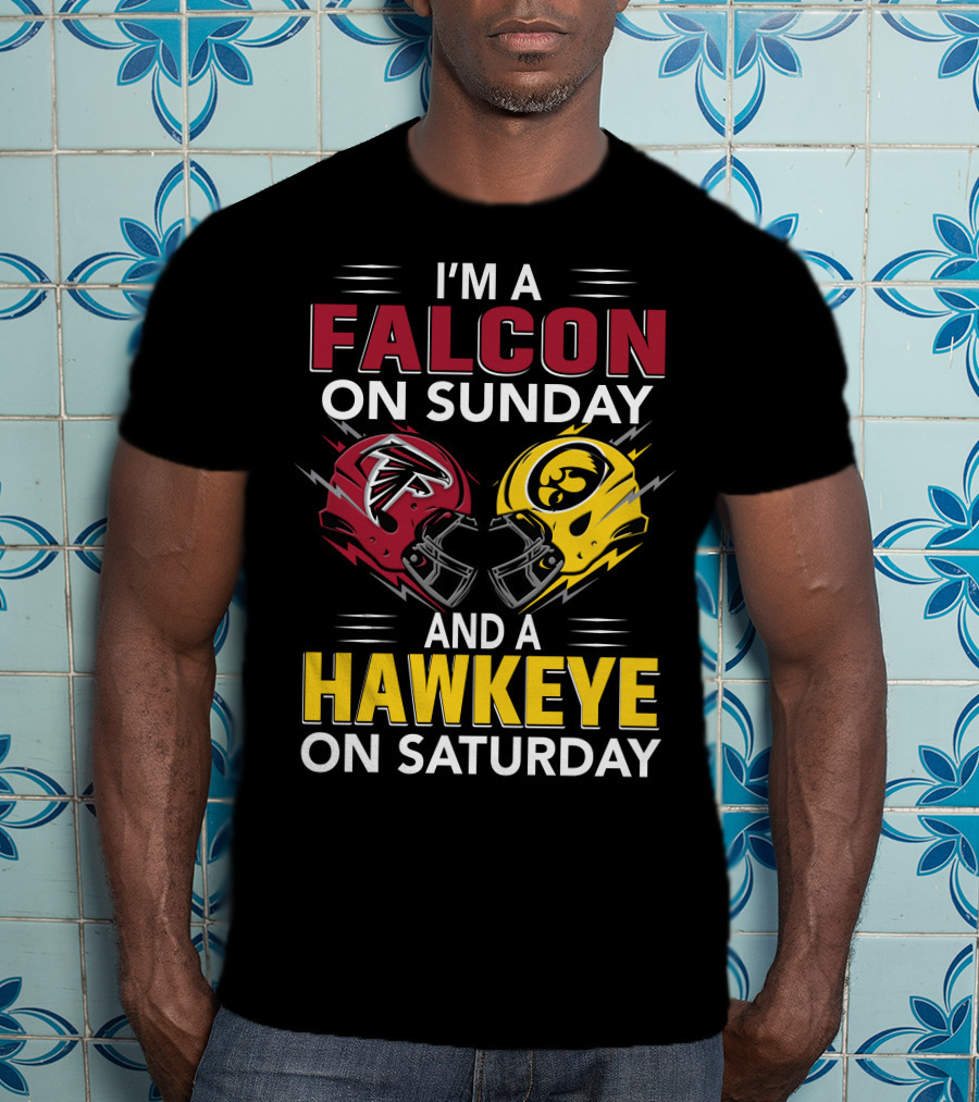 I'm A Falcon On Sunday And A Hawkeye On Saturday Football Helmets T-Shirt