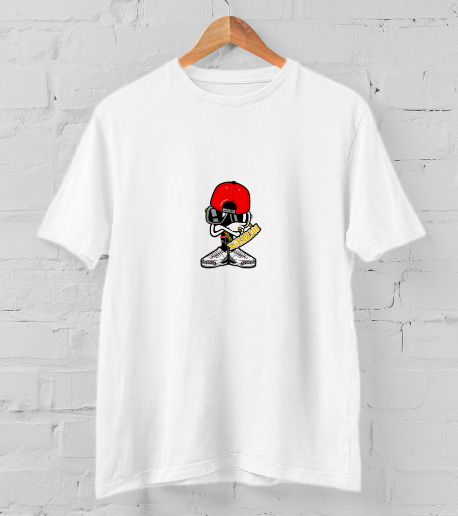 Stupid Fly Cartoon Character Red Cap Sneakers Hip Hop T-Shirt