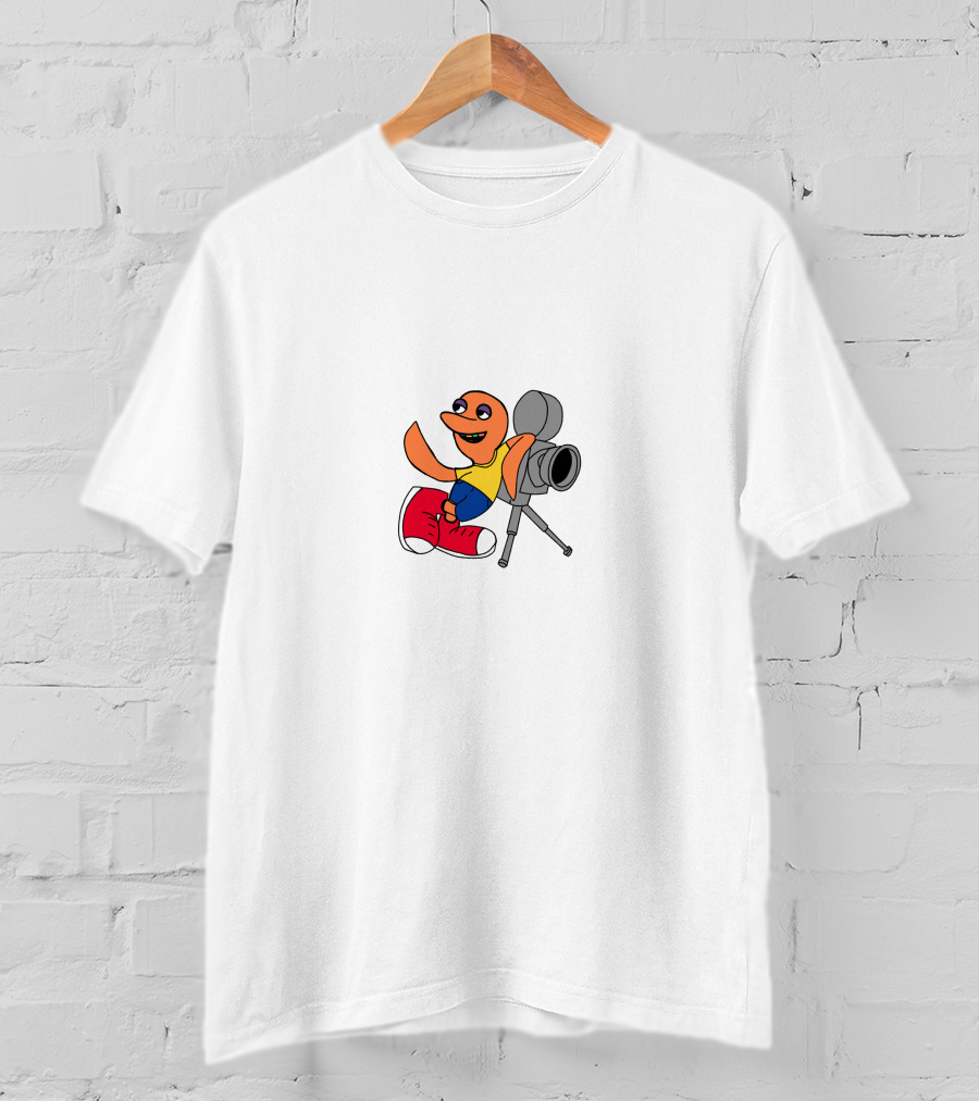 Illegal Civ Happy Cartoon Character With Camera And Red Shoe T-Shirt