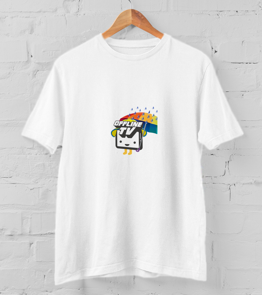 Offline TV Cartoon Character With Rainbow Umbrella T-Shirt