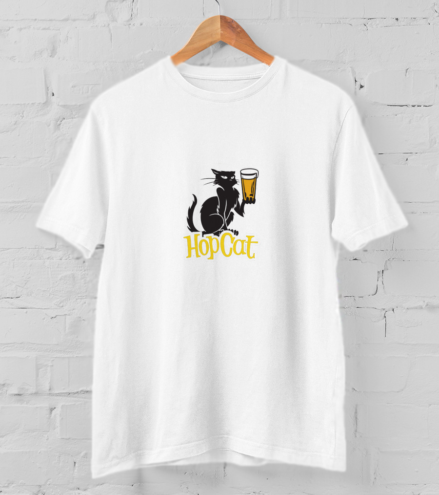 Madison Beer HopCat Logo Black Cat Holding Beer Glass T-Shirt