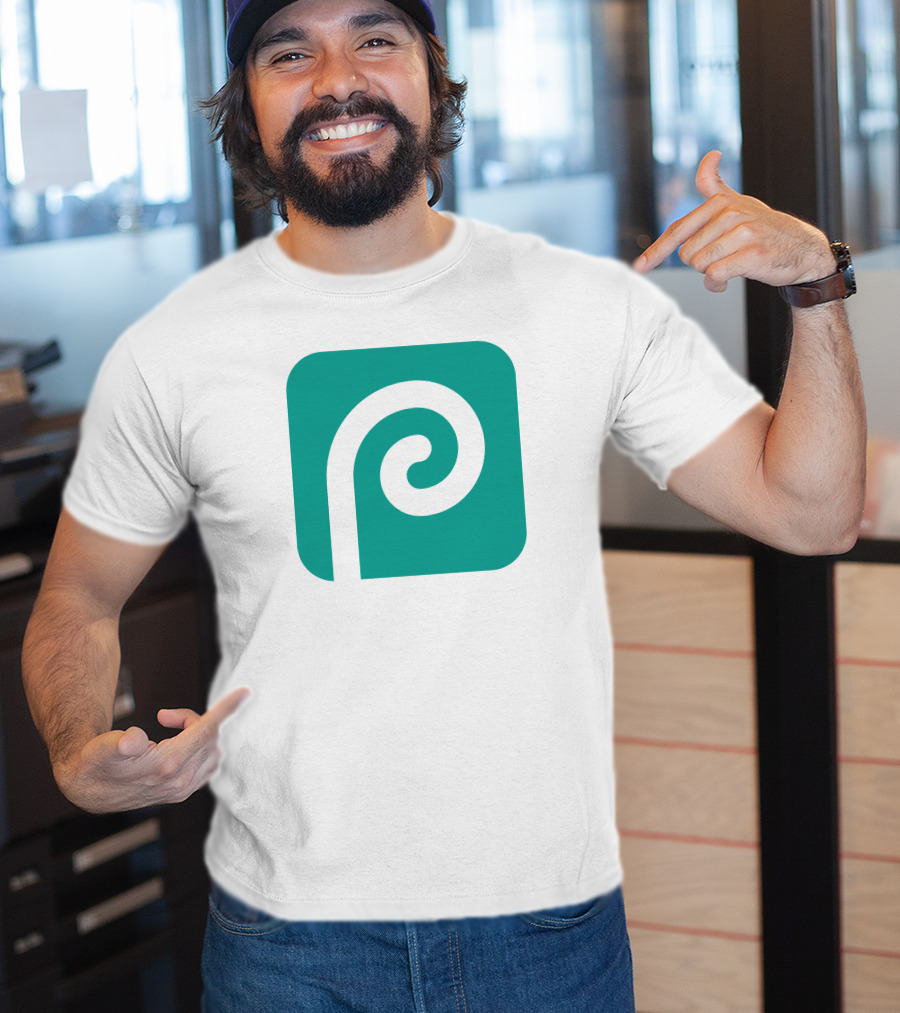 Photopea Logo Green Square Icon With White Curved P T-Shirt