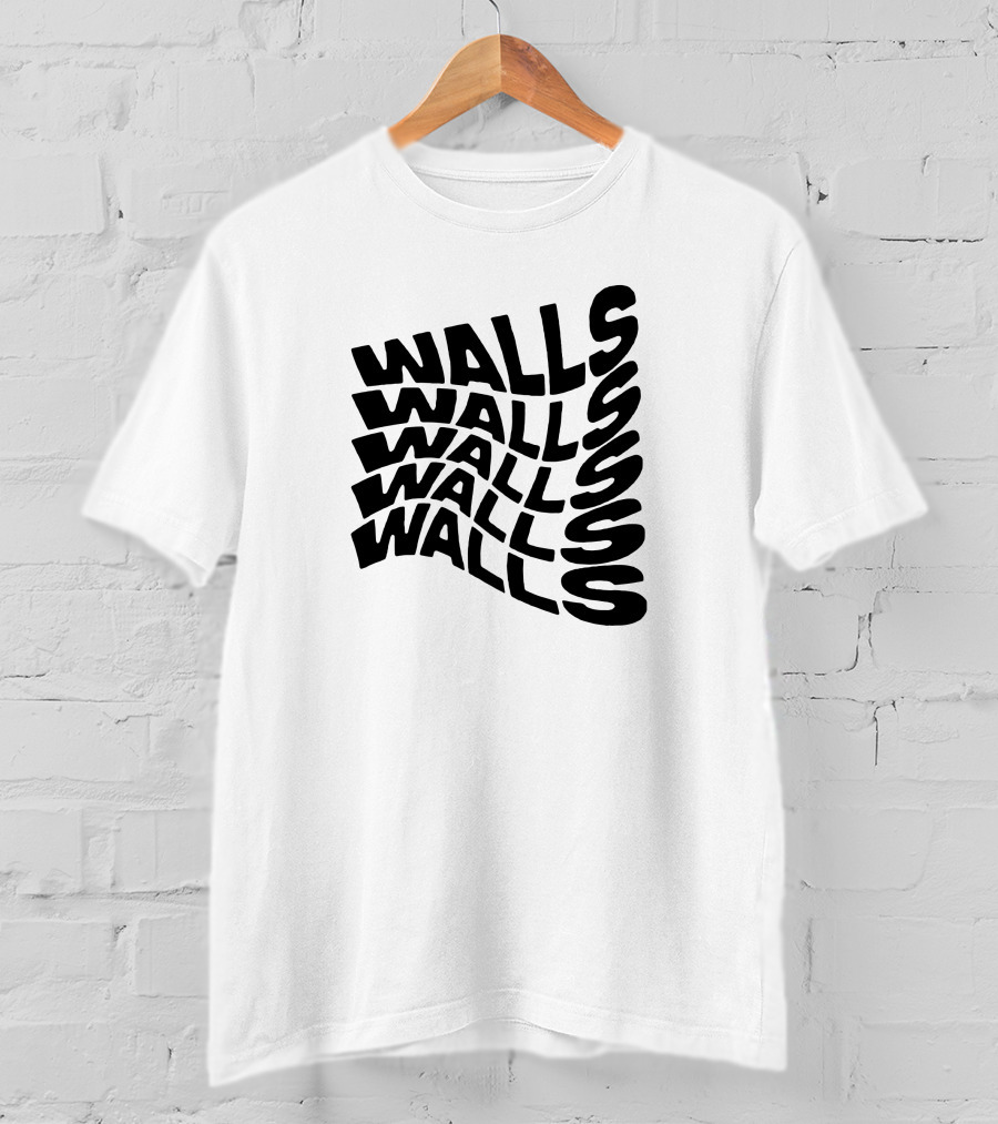 Wavy Black Walls Text Distortion T-Shirt