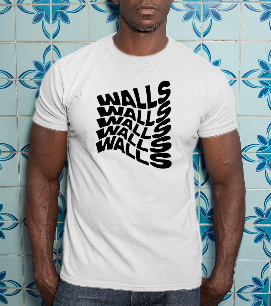 Wavy Black Walls Text Distortion T-Shirt