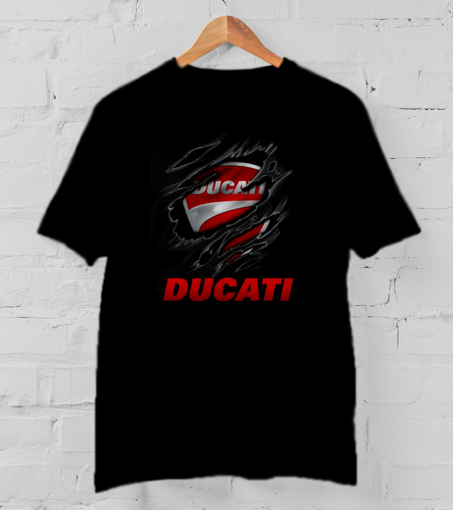 DUCATI Red Logo Ripped Effect T-Shirt