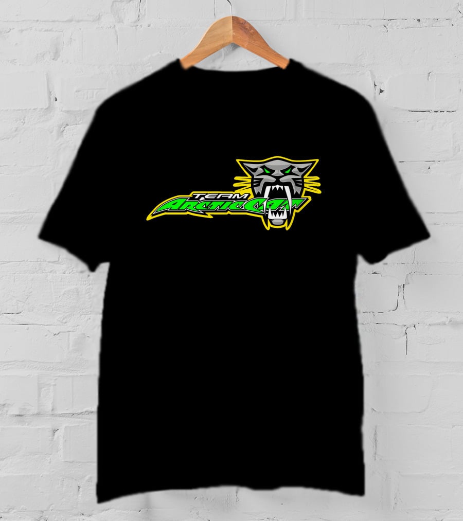 Team Arctic Cat Logo With Fierce Cat Head T-Shirt