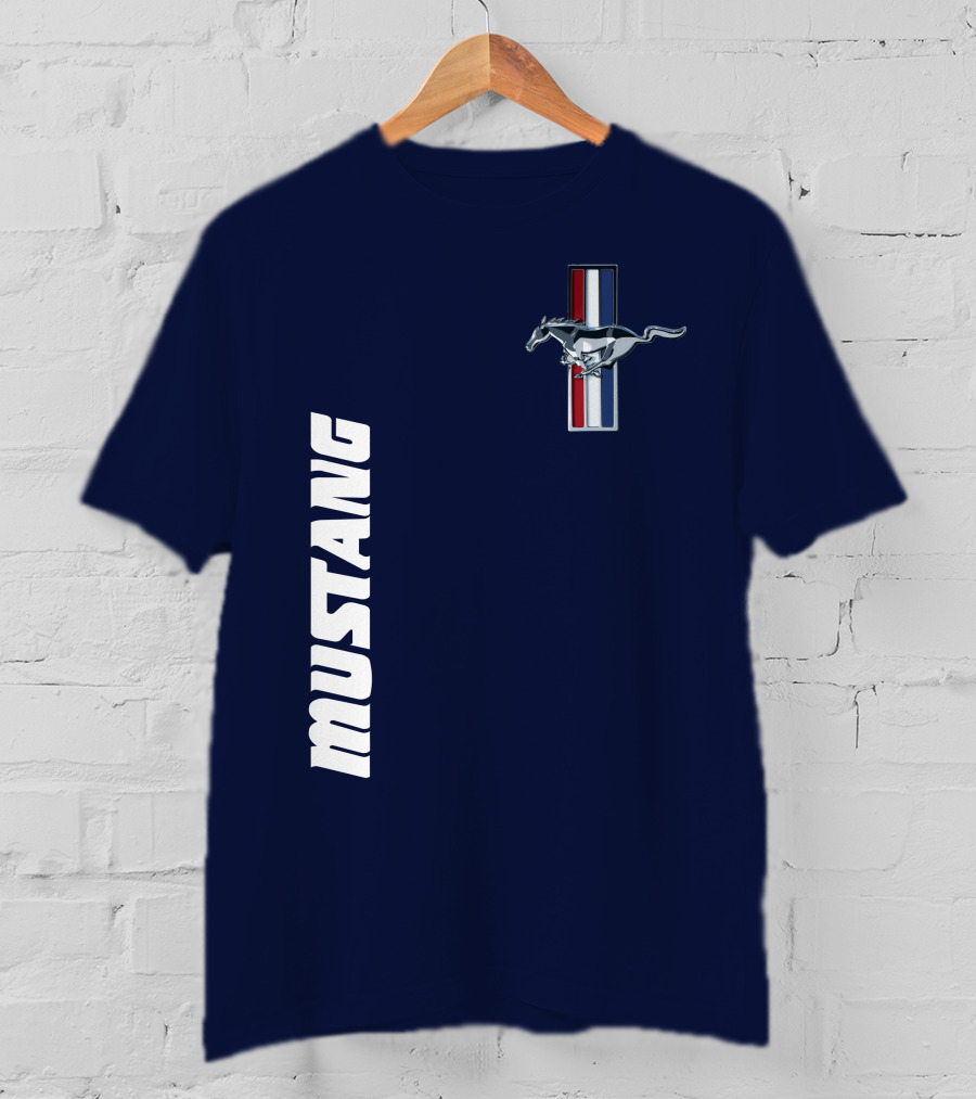 Mustang Running Horse Emblem Navy Blue T-Shirt
