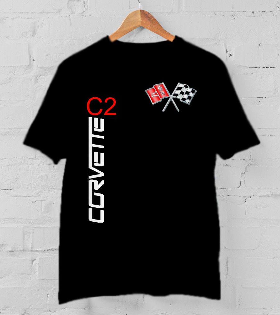 CORVETTE C2 Crossed Flags Emblem T-Shirt