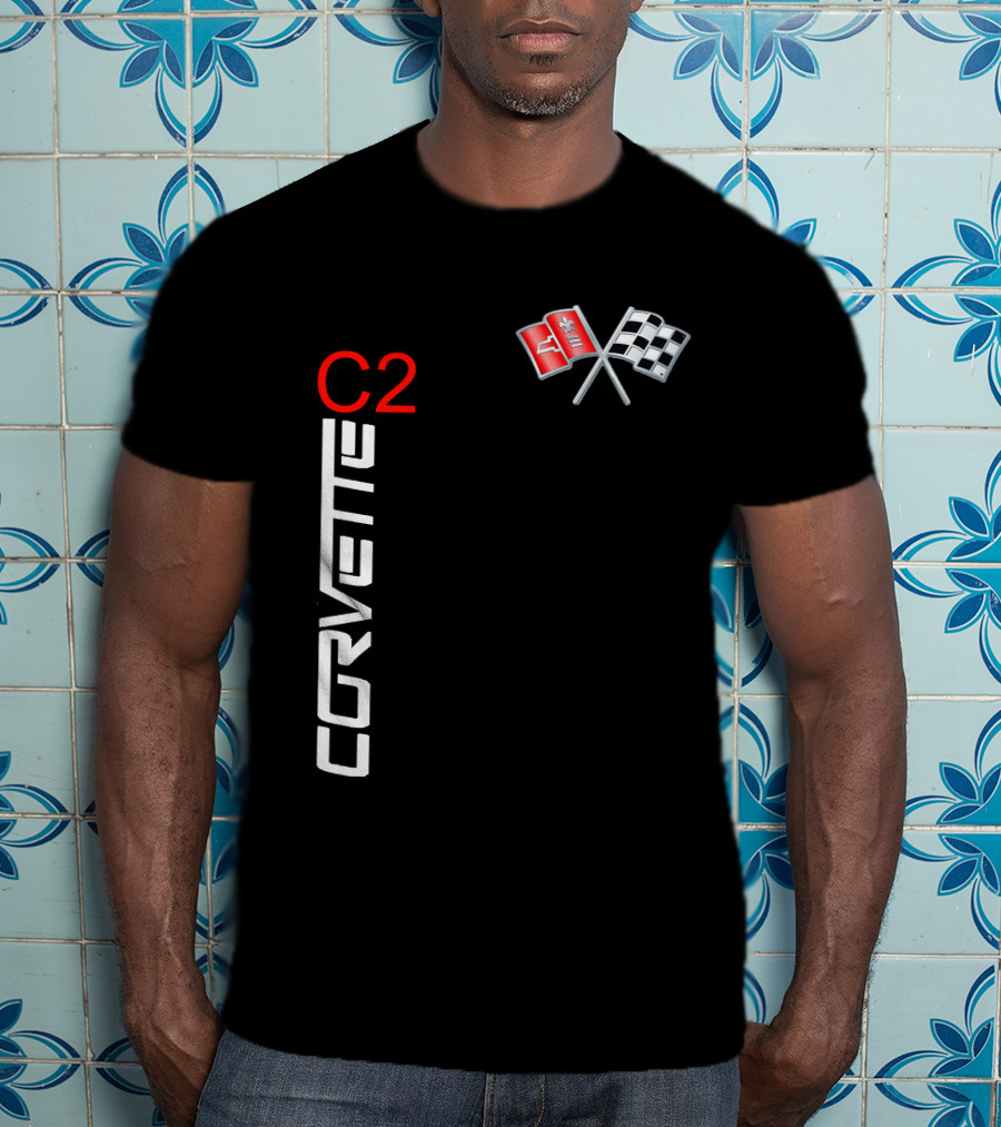 CORVETTE C2 Crossed Flags Emblem T-Shirt